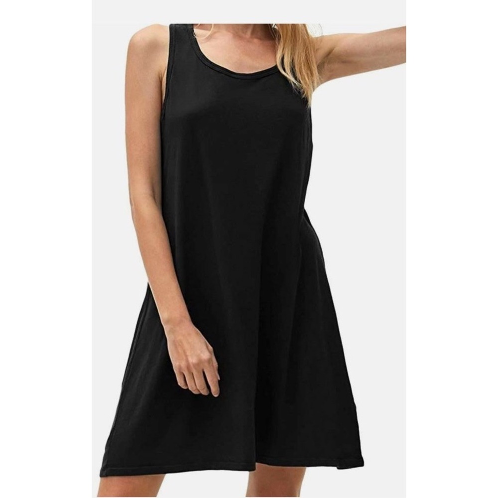 Michael Stars Black Cotton Modal Tank Dress Keyhole Back Sz S